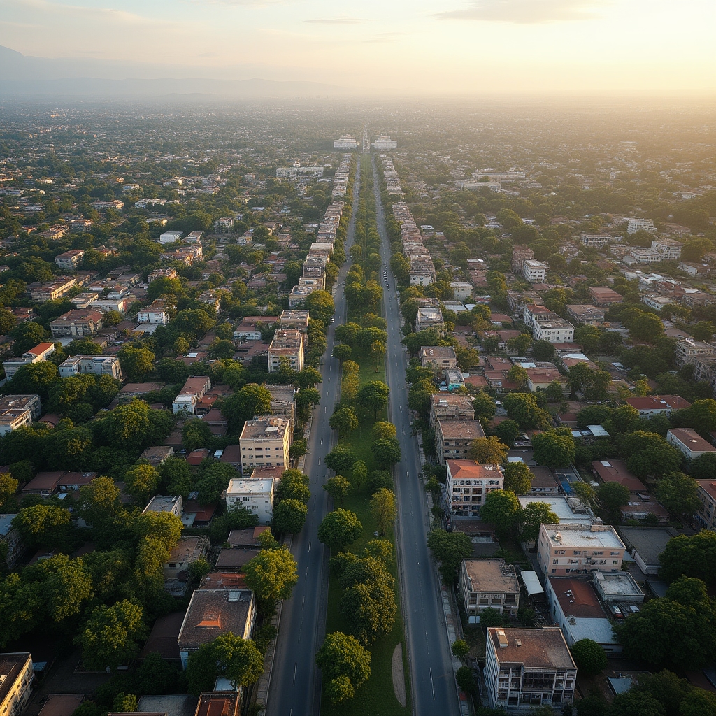 Aerial view of Ciudad del Este urban area showing residential and commercial property development